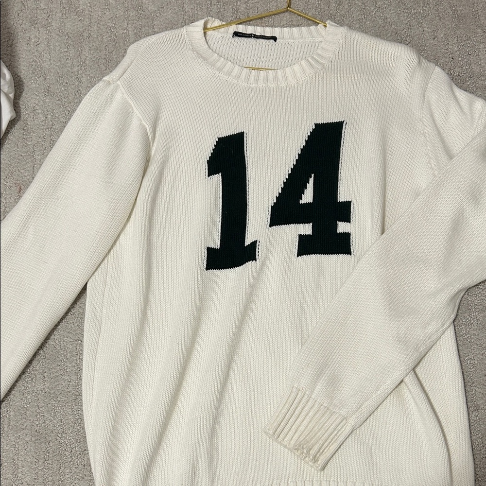 Brandy Melville Cream Sweater with Black Number